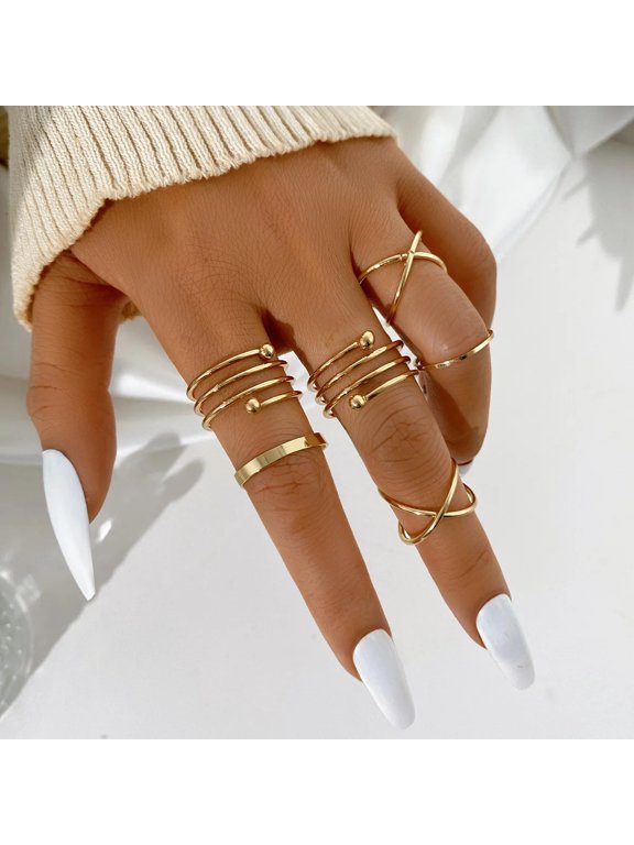 Vintage Stackable Ring Set for Women, Moon Star Heart Crystal Knuckle Rings, Multiple Thin Boho Midi Finger Rings, Fashion Layered Ring Pack for Daily Party Jewelry Gift