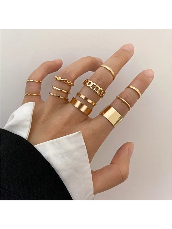 Vintage Stackable Ring Set for Women, Moon Star Heart Crystal Knuckle Rings, Multiple Thin Boho Midi Finger Rings, Fashion Layered Ring Pack for Daily Party Jewelry Gift