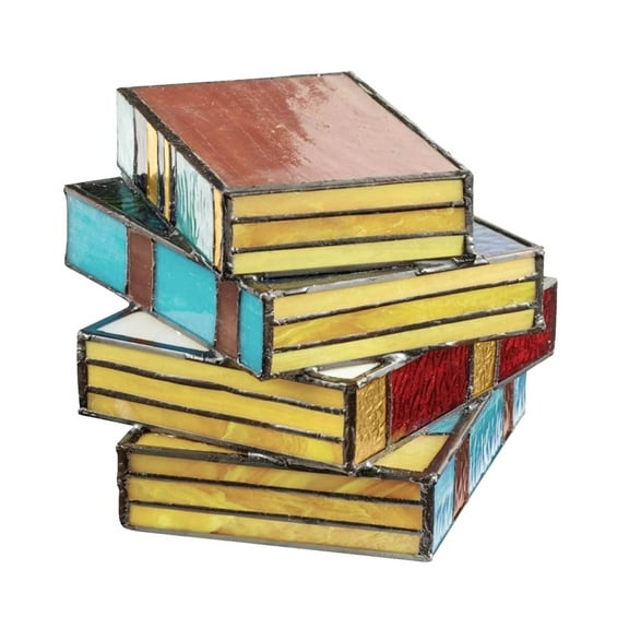 Vintage Stacked Books Table Lamp, Colorful Resin Decorative Light with Stained Design, Warm Ambient Lighting for Bedside, Living Room, Library, Office, and Home Decor