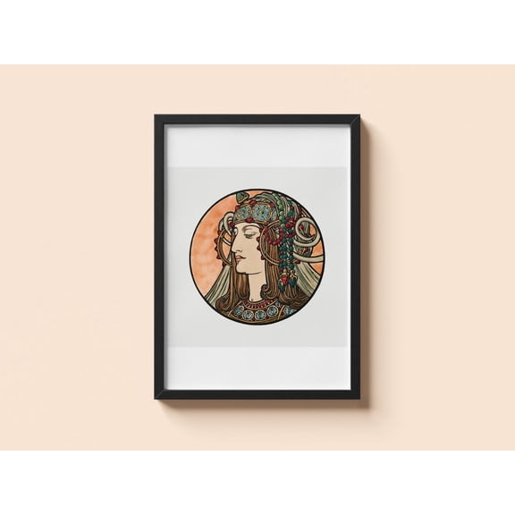 Vintage Stained Glass Alphonse Mucha Art Nouveau Facade Wall Art, Unframed Paper Poster 16x20in