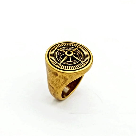 Vintage Stainless Steel Compass Ring: Geometric Design, Antique Silver/Gold Finish, Fashion Ring for Women