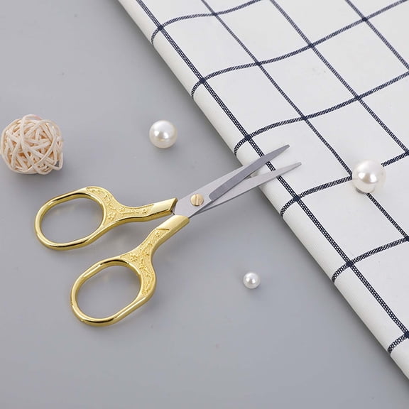 Vintage Stainless Steel Electroplated Carved Scissors for Home Office