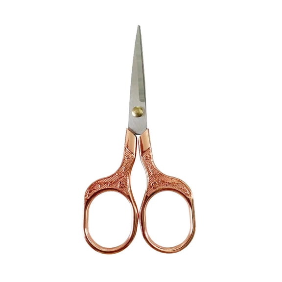 Vintage Stainless Steel Electroplated Scissors | Carved Handle Thread Ends Scissors | Home Office Craft Cutting Shears - 12.5x5.9cm