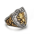 thumbnail image 1 of Mens Stainless Steel Lion Ring With Golden Finish Geometric Totem European Design Jewelry Gift For Men Jewelry, 1 of 4