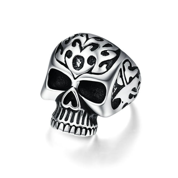 Vintage Stainless Steel Skull Rings for Men Silver Gothic Punk Biker Cool Bands Size 8-12