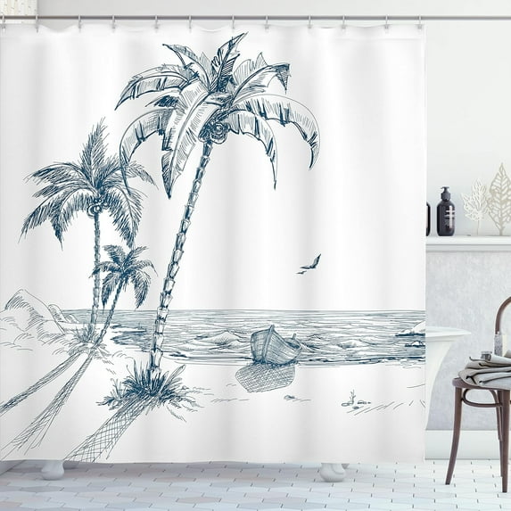Vintage Stall Shower Curtain, Retro Cinema Movie Vintage Paper Texture Hollywood Stars Theme Image Print, Fabric Bathroom Decor Set with Hooks, Brown Ecru Grey