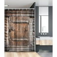thumbnail image 1 of Vintage Stall Shower Curtain, Rustic Wooden Door of Old Barn in Farmhouse Countryside Village Aged Rural Life Image, Fabric Bathroom Decor Set with Hooks, 54" W x 78" L, Brown Grey, 1 of 8