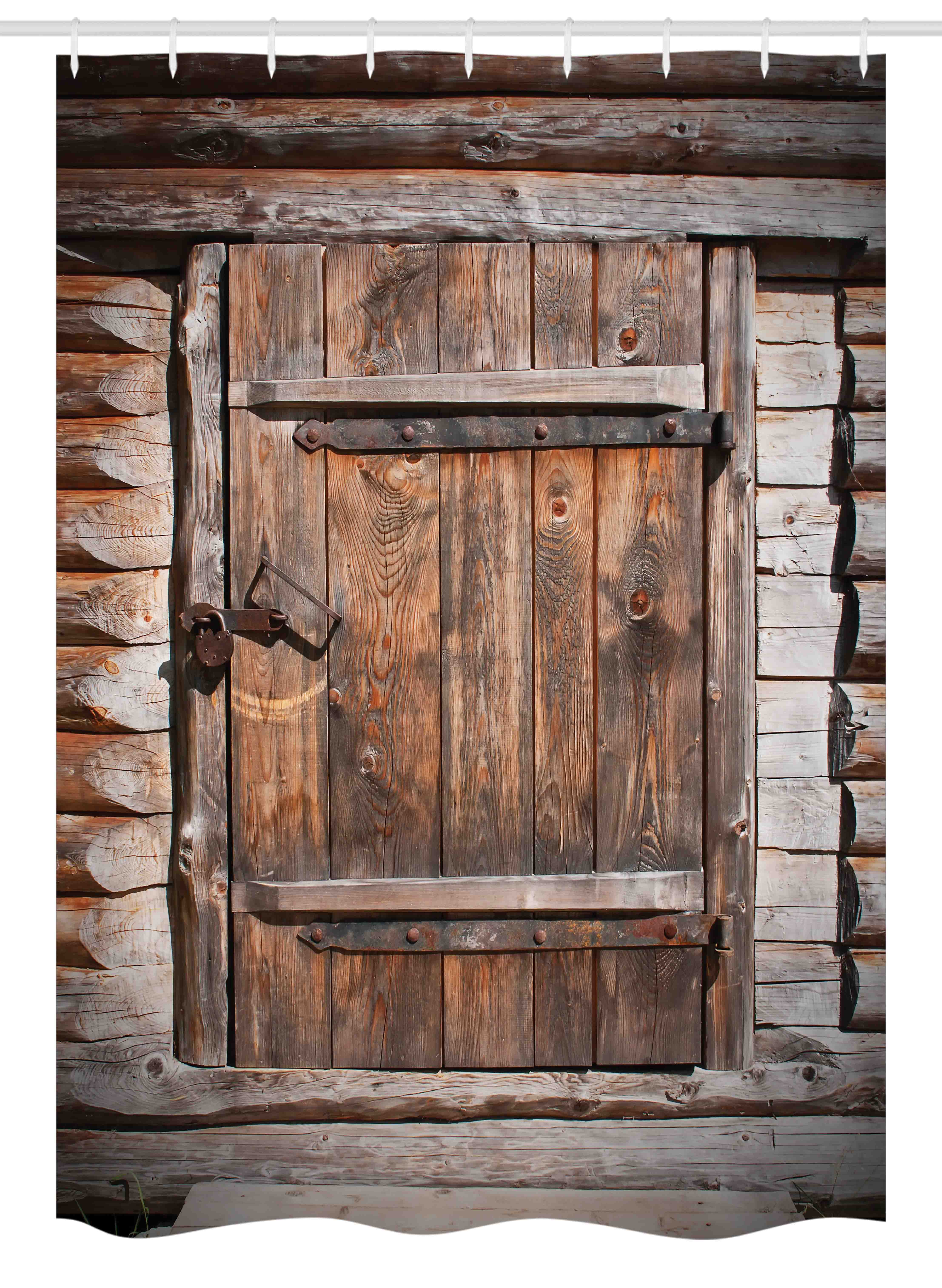 Picture of Vintage Stall Shower Curtain, Rustic Wooden Door of Old Barn in ...