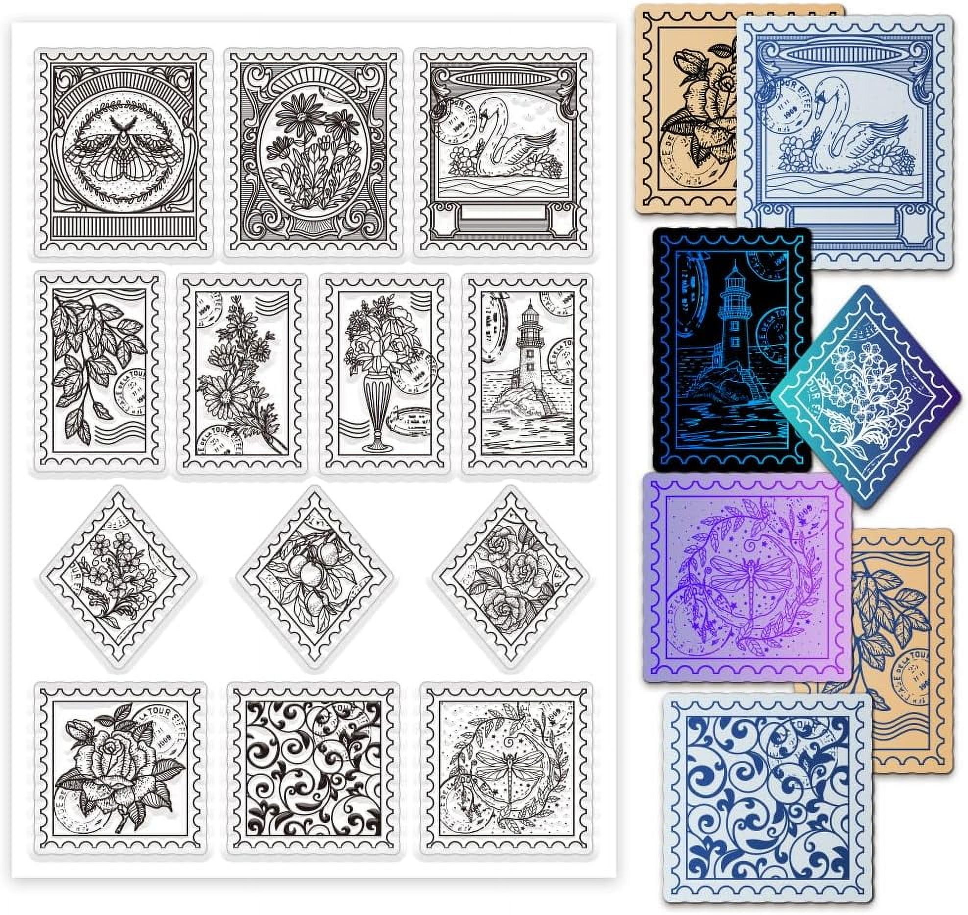 Vintage Stamp Clear Stamps for Card Making Flower Film Frame Rubber ...