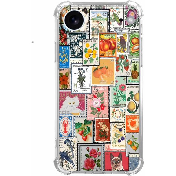 Vintage Stamp Collage Case for iPhone 17 Air, World Stamp Art Case for Boys Girls, Trendy Cool Soft TPU Bumper for iPhone 17 Air