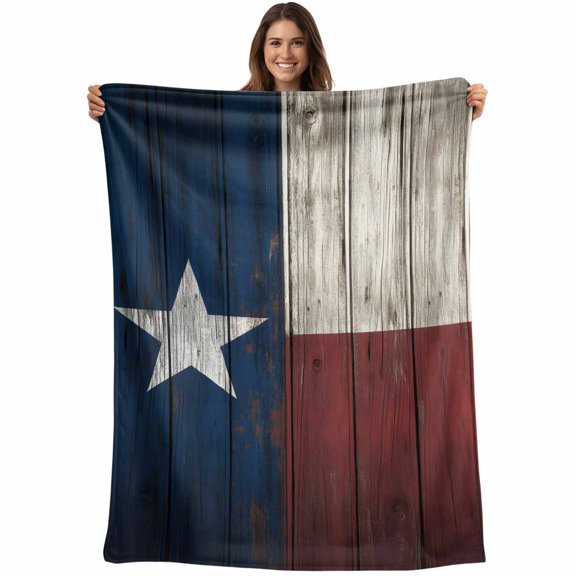 Vintage Star Country Blanket Soft Cozy Warm Throw Blanket for Couch, Plush Fuzzy Flannel Fleece Blankets for Sofa, American Flag Blue Red Bed Blankets Lightweight Gifts for Women, 40"x50"