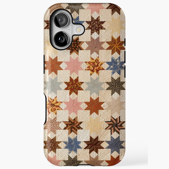 Vintage Star Quilt Pattern Phone Cover for iPhone 11 12 13 14 15 16 17 Pro Max
