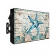 thumbnail image 1 of Vintage Starfish Outdoor TV Cover 40 to 43 inch Ocean Coral Anchor Shell Wood Grain Waterproof Dustproof TV Covers for Outside with Zipper Remote Control Pocket Flat Screen Protectors, 1 of 7