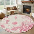 thumbnail image 1 of Vintage Starfish Round Living Room Rugs 6 ft, Coral Seahorse Shell Washable Area Rug with Non-Slip Sturdy Edge Binding Round Carpet for Kitchen Office Bedroom, 1 of 9