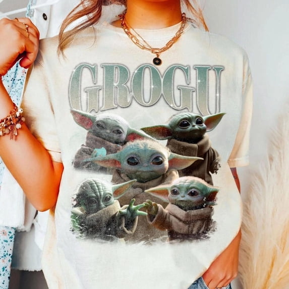 Vintage Starr Warss Grogu Shirt, BabyYoda Unisex Tee, Trending Retro Sci-Fi Graphic Tee, Mandalorian Gift Shirt, Cute Fan Tee S-5XL