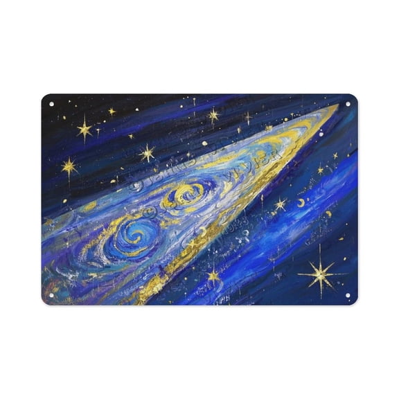 Vintage Starry Sky Tin Sign for Bedroom Decor Celestial Night Galaxy Wall Art for Girls Teens Women Aesthetic Metal Sign for Living Room, Study, Dorm Gift for Dreamy Souls 8x12 inch