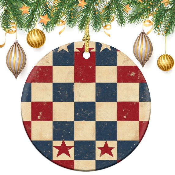 Vintage Stars And Stripes Ceramics Ornaments Memorial Day Decorations Christmas Tree Ornaments Christmas Home Office Tree Decorations Xmas Gift