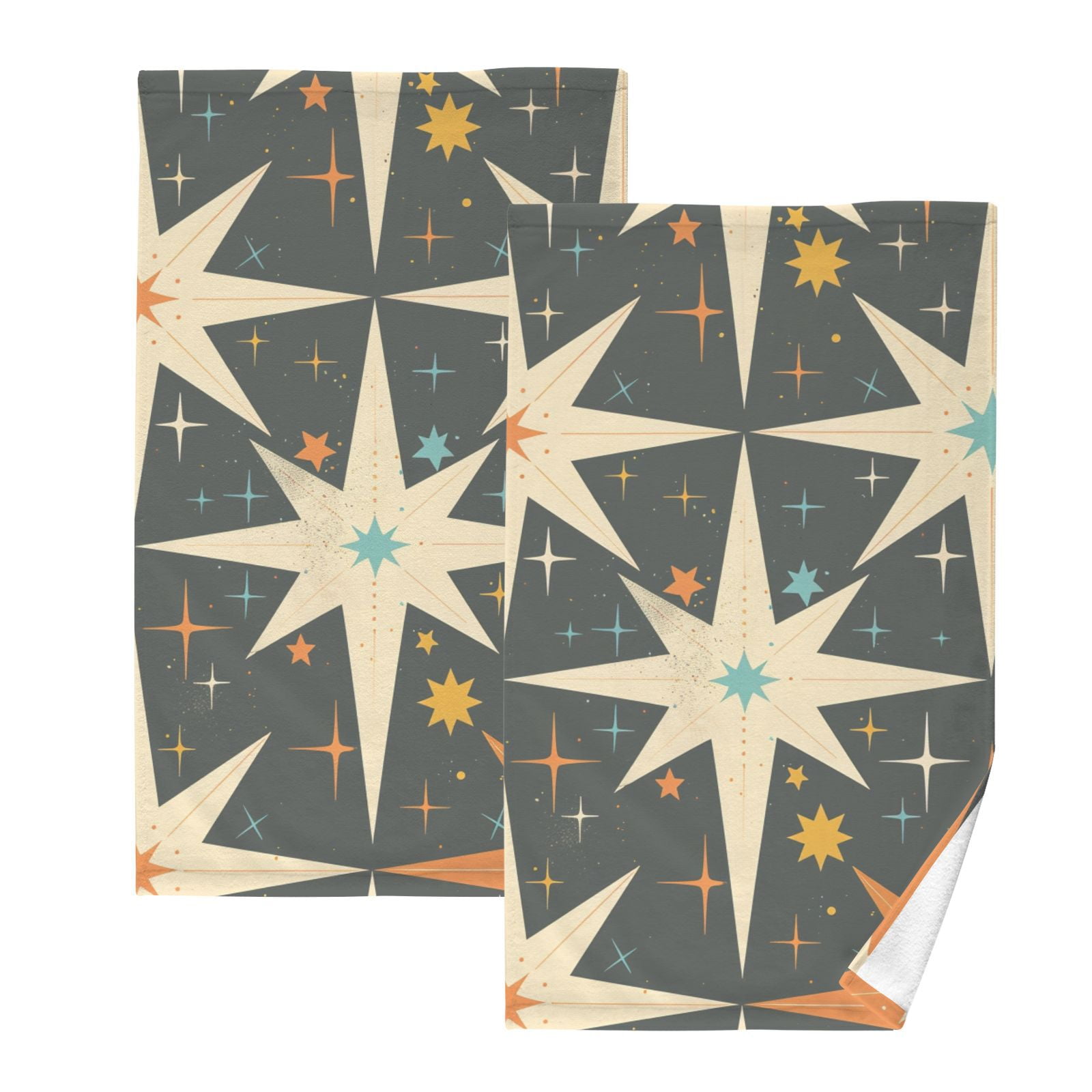 Vintage Stars Hand Towels Cotton Bath Towels Large Face Towels Absorbent for Bathroom 2 Packs