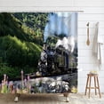 thumbnail image 1 of Vintage Station Industrial Steam Engine Shower Curtain Old Locomotive Rail Road Scenery B, 1 of 5