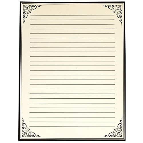 Vintage Stationery Paper 100 Pack Elegant Antique Retro Lined Sheets 100gsm Perfect For Writing Poems Lyrics Letters Office Notes Wedding Invitations and Printing Supplies, Cream Color Size 8.5" X 11"