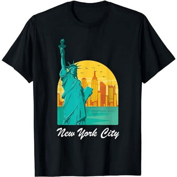 Vintage Statue of Liberty New York City Skyline Unisex Short Sleeve Tee