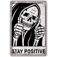 thumbnail image 1 of Vintage Stay Positive Metal Tin Sign Gothic Home Decor Funny Retro Skull Decor For Home Living Room Bedroom Gothic Gifts 8x12 Inch, 1 of 1