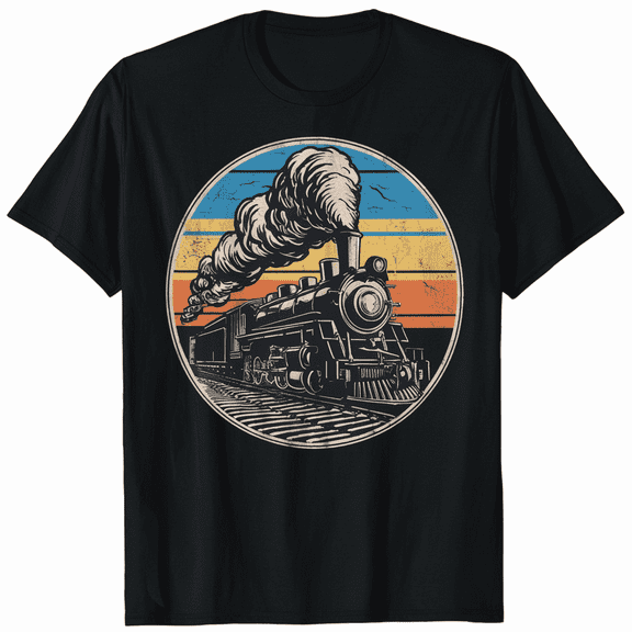 Vintage Steam Train Locomotive for Men Women Retro Graphic T-Shirt