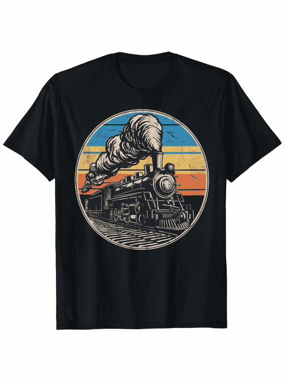 Vintage Steam Train Locomotive for Men Women Retro Graphic T-Shirt