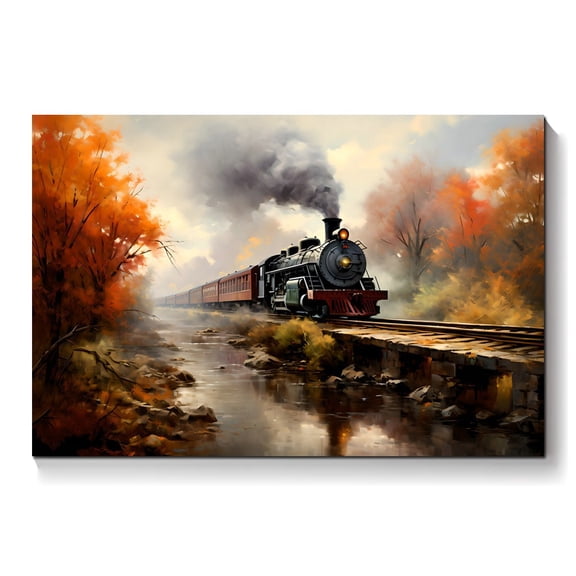 Vintage Steam Train Wall Art Print, Classic Landscape Decor