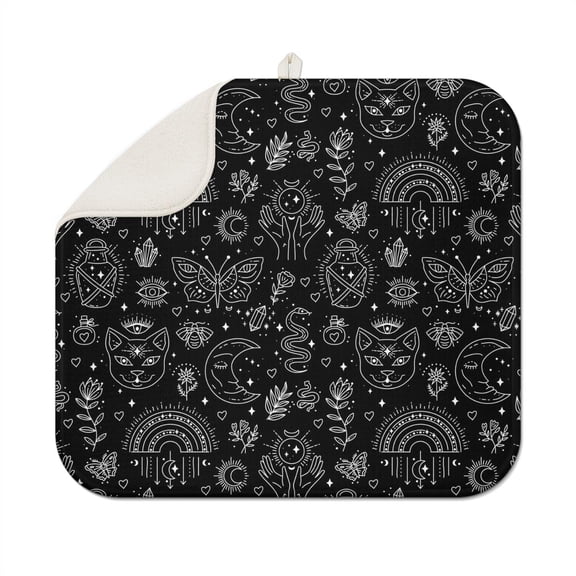 Vintage Steampunk Astronomy Drying Mat - Super Absorbent Microfiber - Dark Astronomy Aesthetic - Foldable & Hanging Loop Included
