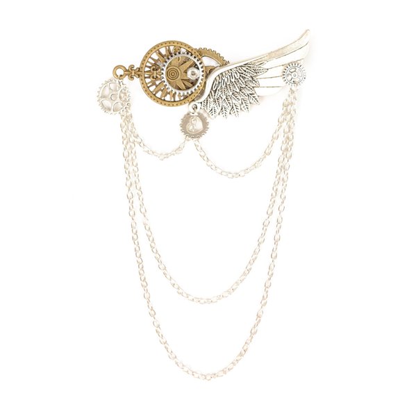 Vintage Steampunk Brooches Steampunk Badge Pin Steampunk Wing Gear Brooch Pin for Women and Men