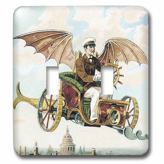 Vintage Steampunk Flying Machine Dirigible Design double toggle switch lsp-102667-2