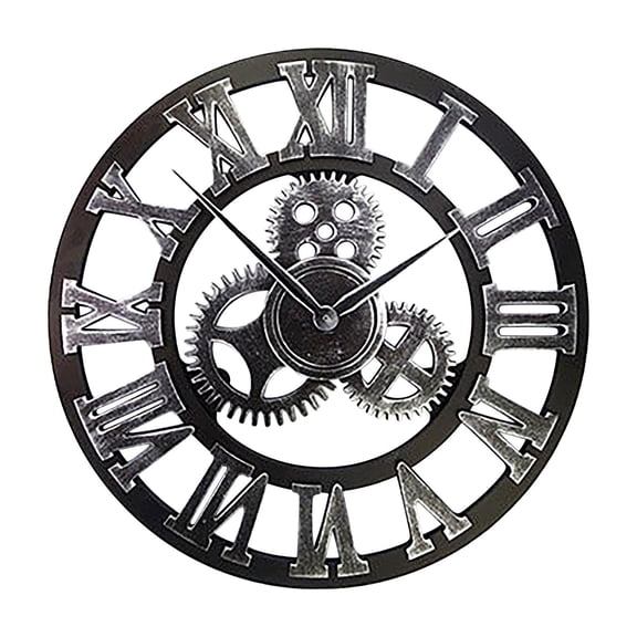Vintage Steampunk Industrial Gear Clock, Wenini Retro European Decor Wall Clock 12 Inch, Silent Non-Ticking Battery Operated Clock for Kitchen Living Room Office Bar Coffee Shop