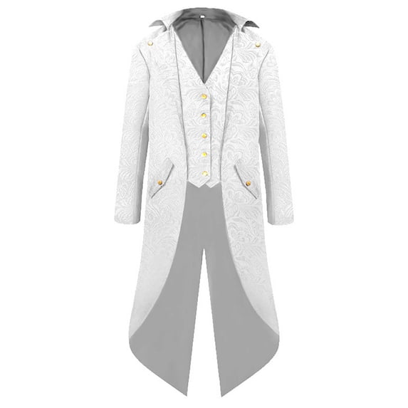 Vintage Steampunk Tailcoat Jacket for Men Medieval Vintage Mid-Length Punk Vintage Solid Color Tuxedo Performance Costume