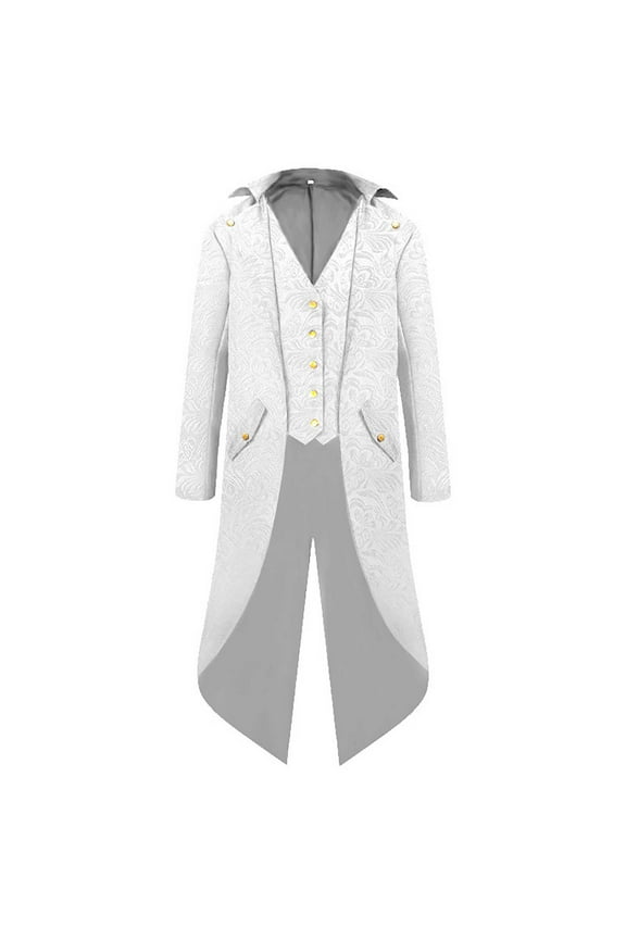 Vintage Steampunk Tailcoat Jacket for Men Medieval Vintage Mid-Length Punk Vintage Solid Color Tuxedo Performance Costume