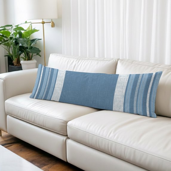 Vintage Steel Blue Striped Body Pillow Cover, Pillowcase Protectors with Zipper, Breathable Decorative Throw Pillow Case Cover, Farmhouse Modern Stripes Boho Pillow Shams for Couch Sofa 20x60Inch