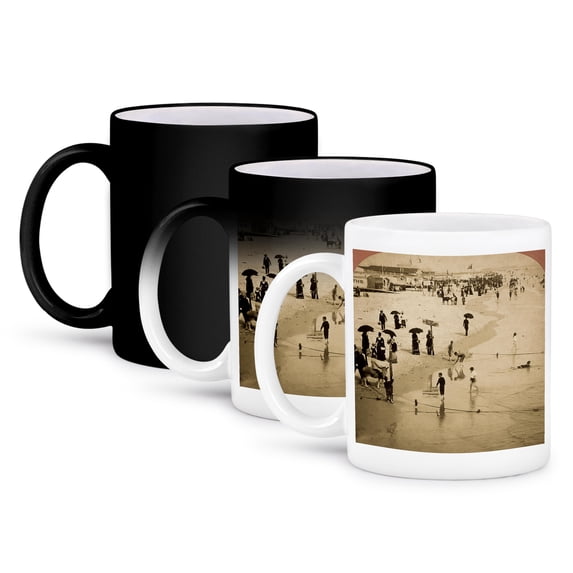 3dRose, Vintage Stereoview 1880s Coney Island Beach New York, 11oz Magic Transforming Mug