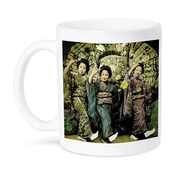 3dRose, Vintage Stereoview Dancing Geisha Hand Colored Japanese Japan, 15oz Mug