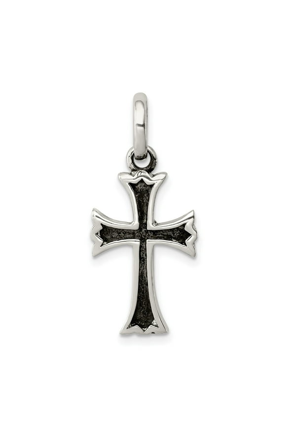 Vintage Sterling Silver Cross Pendant Necklace for Men and Women with Oxidized Texture Gothic Medieval Style Religious Spiritual Jewelry