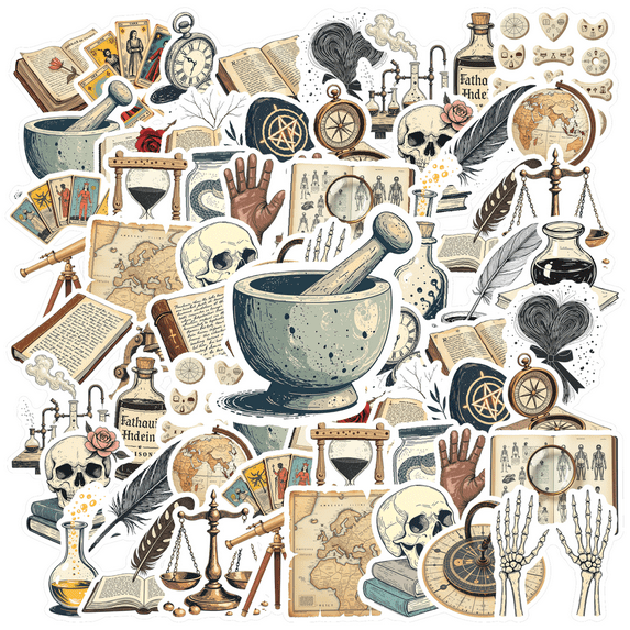 Vintage Stickers Alchemy Decals Occult Stickers Science Astronomy Stickers for Luggage Notebooks Guitars