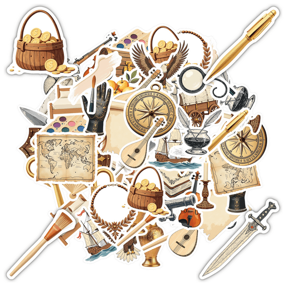 Vintage Stickers Historical Adventure Stickers Exploration Sticker Pack for Suitcase Fridge
