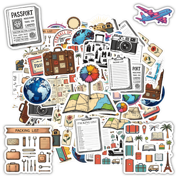 Vintage Stickers Travel Passport Stickers Adventure Stickers for Laptops Suitcases Notebooks