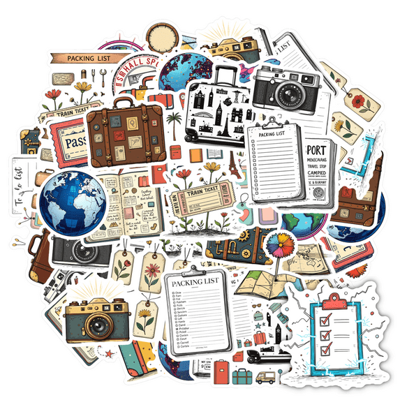 Vintage Stickers Travel Passport Stickers Adventure Stickers for Laptops Suitcases Notebooks