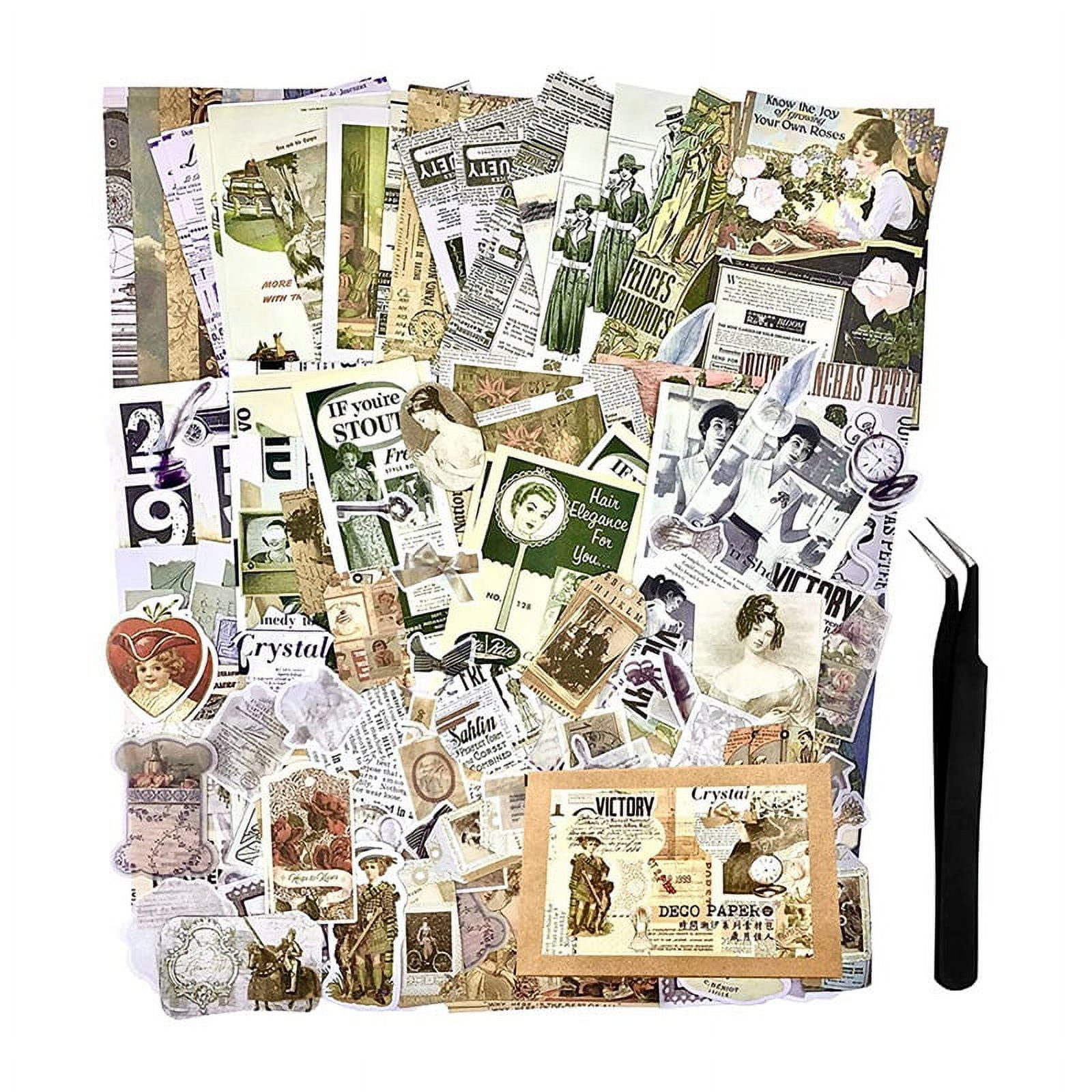 Vintage Stickers for Journaling Aesthetic - 200Pcs Ephemera Junk Journal  Supplies Kit Decoupage Paper, A 