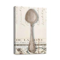Vintage Still Life Picture Rustic Golden Cutlery Canvas Print for Kitchen, Restaurant Decor (12X16inch)