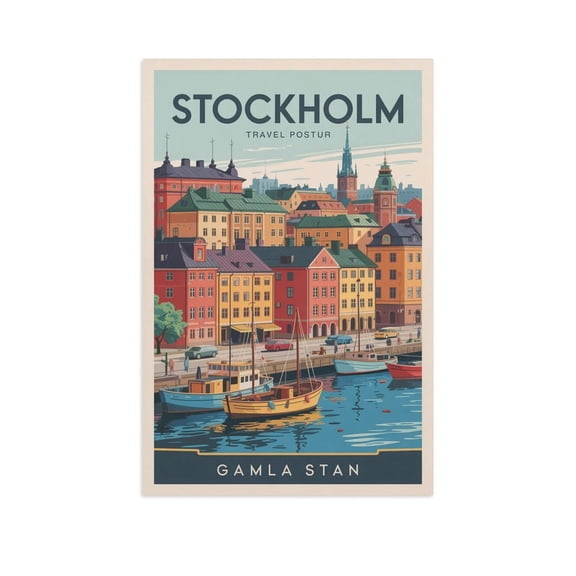 Vintage Stockholm Cityscape Retro Swedish Tourism with Scandinavian Charm & Views Print Poster