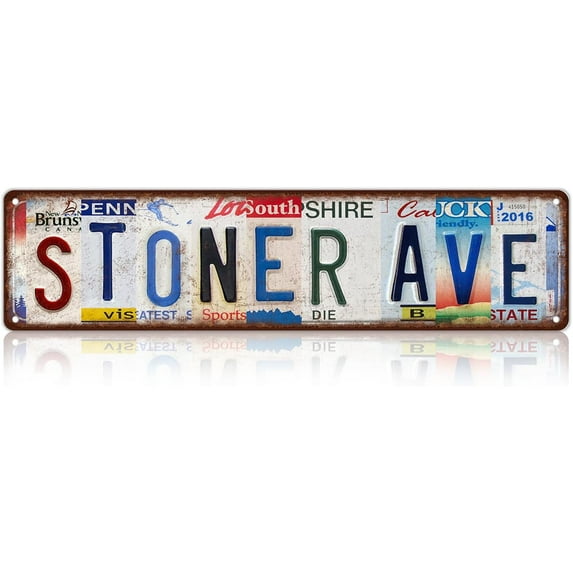 Vintage Stoner Ave Metal Tin Signs Street Signs for Bedroom Stoner Room Decor Gift 16 x 4 Inches