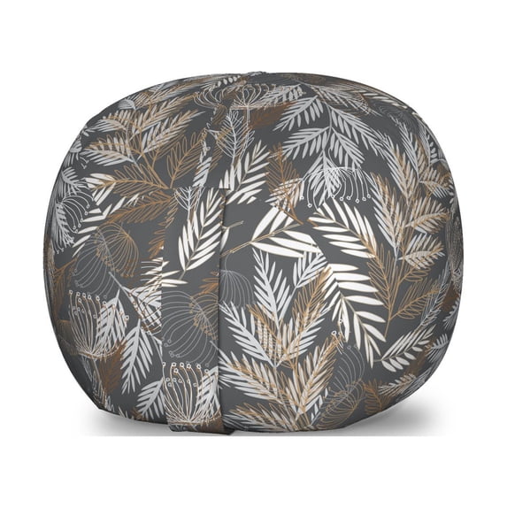 Vintage Storage Toy Bag Chair, Flourishing Plants with Rustic Branches Leaves Nostalgic Rural Field Art, Stuffed Animal Organizer Washable Bag, Small Size, Brown Grey Coconut, by Ambesonne