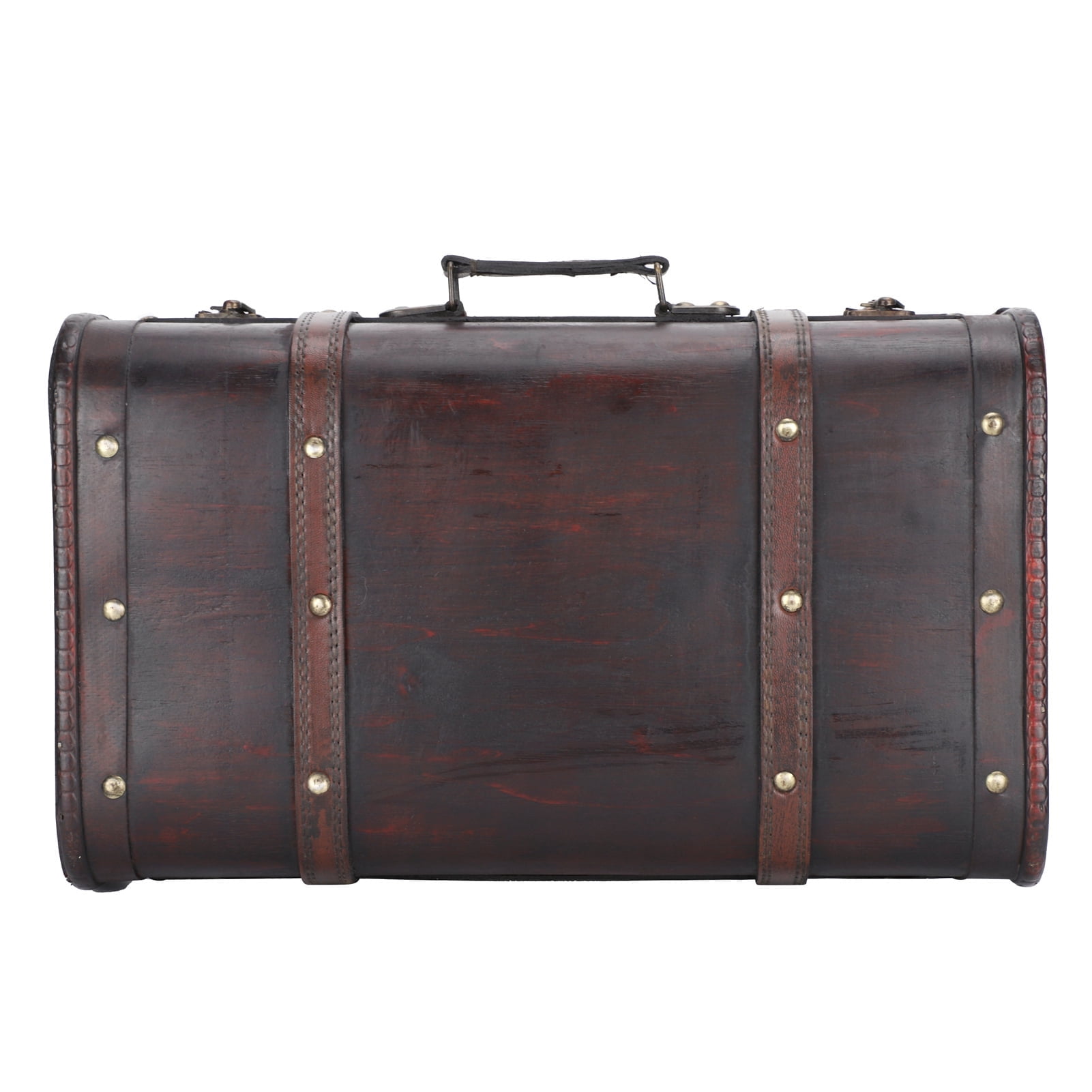 Vintage Storage Trunk, Wood Portable Antique Suitcase, Craft Organizer Box Ornament for Placing Photography Props Jewelry Decoration14.9 x 9.0 x 5.3in
