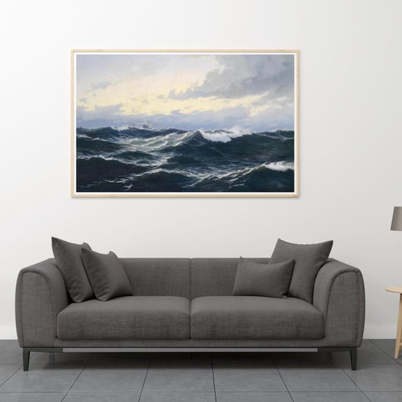 Vintage Stormy Sea Print Poster Dramatic Ocean Waves, Nautical Wall Art, Size 8x12 UNFFRAMED F03.1.7l892